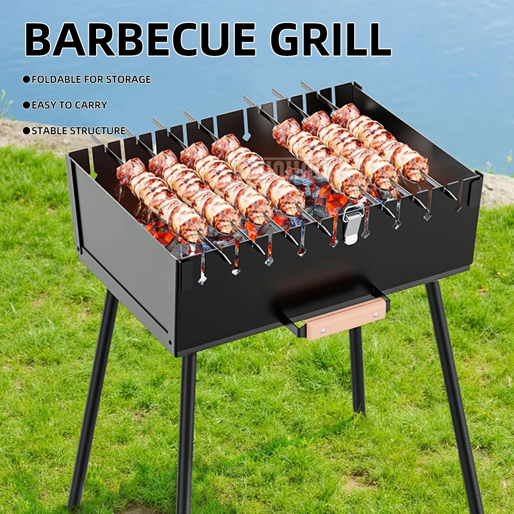 

Портативная складная съемная плита для кемпинга, домашнего барбекю на углях с 7 бирками, легкое снаряжение для кемпинга