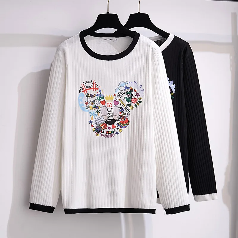 

Big Size Women Clothing Oversized Women Autumn Winter T-Shirts Casual Loose Knitted Tops Show Thin 100/150kg Long Sleeve T Shirt