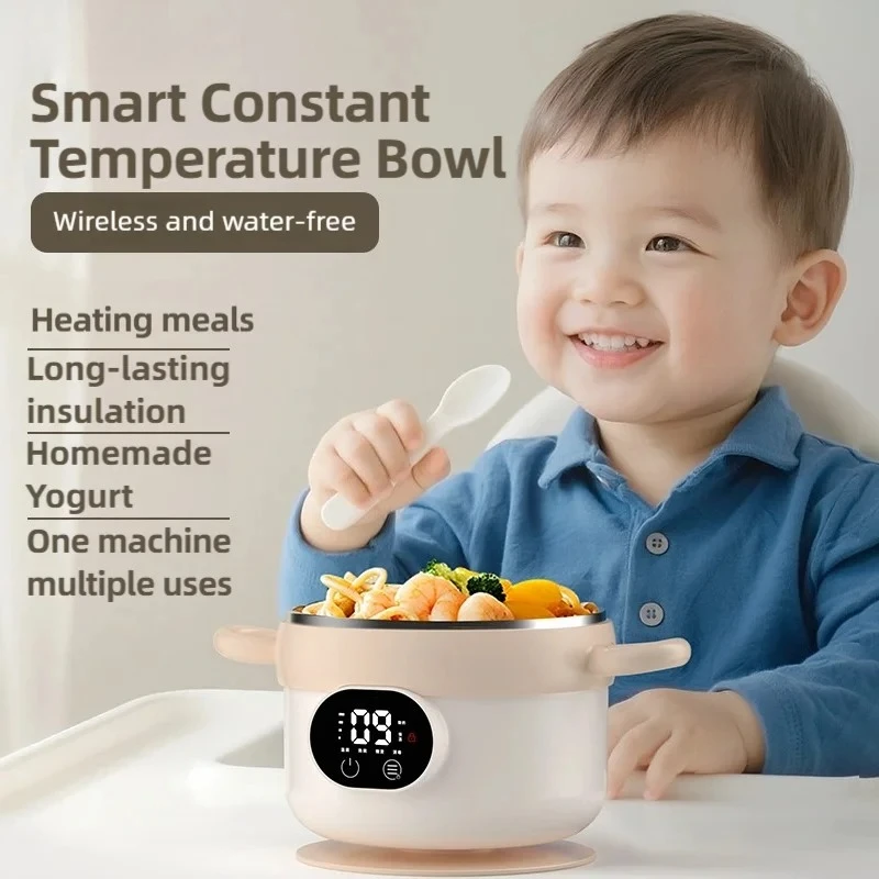 Ciotola Isolante Intelligente da 470ml per Bambini, Scaldavivande Portatile per Picnic, 3600mAh, Contenitore Termico in Acciaio Inox per il Pranzo