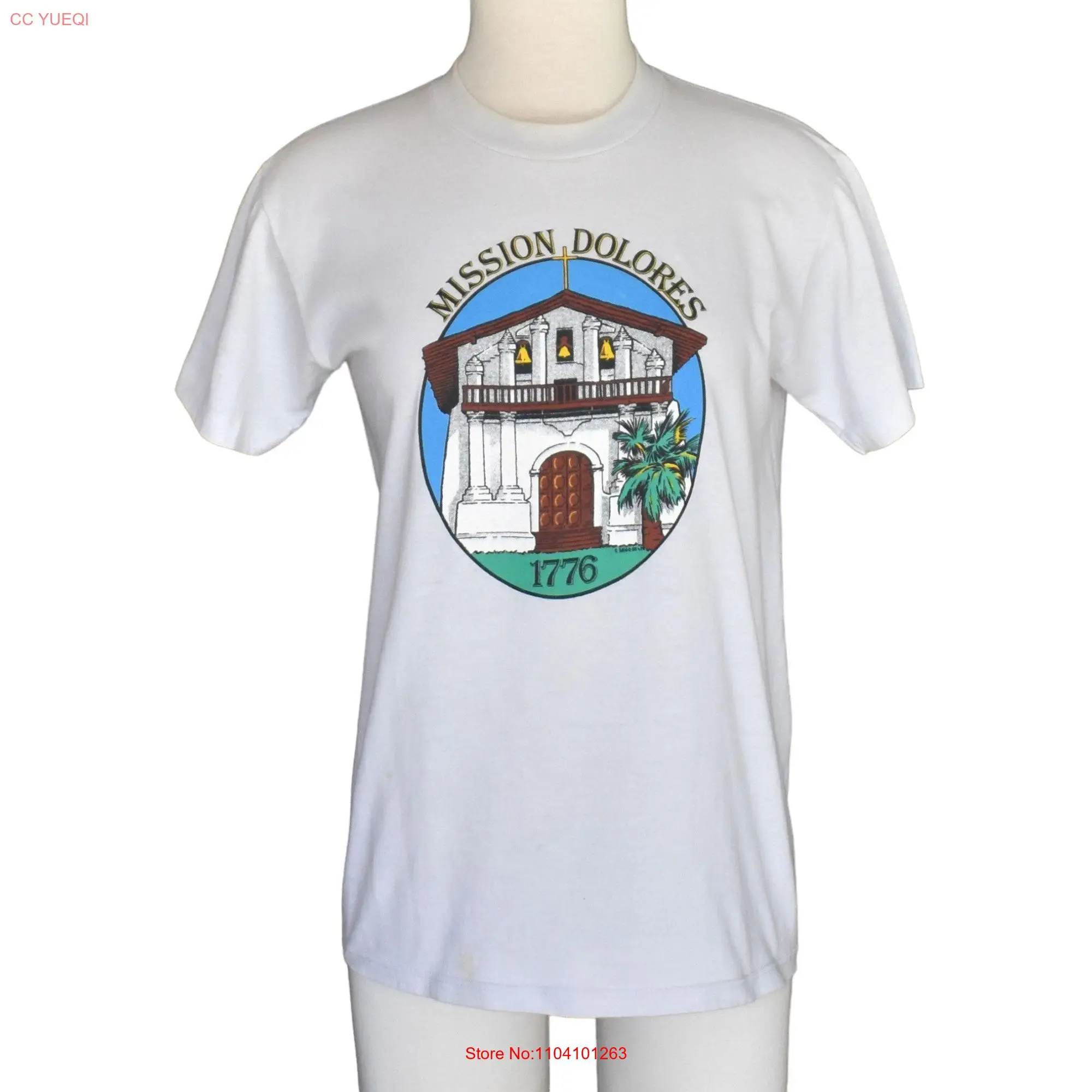 Vintage 80s Mission Delores San Francisco T Shirt 1980s California Souvenir Size XS to Small long or short sleeves