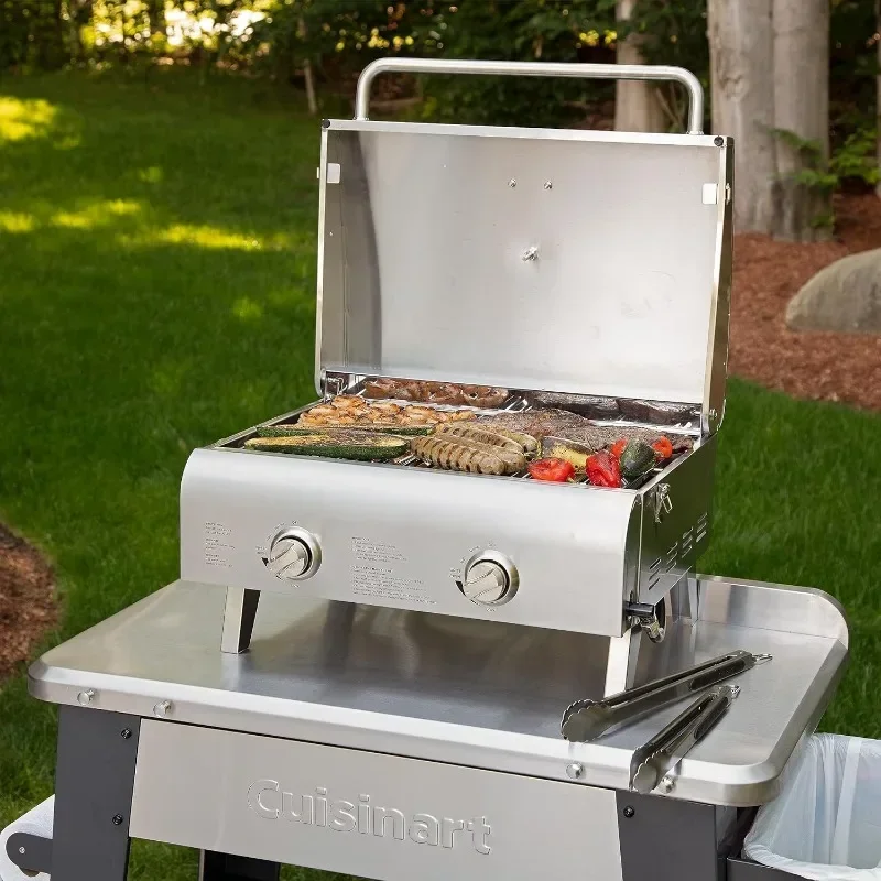 

tt Portable Propane Tabletop 20,000, Professional Gas Grill, Two 10,000 BTU Burners, Stainless Steel