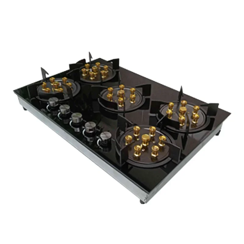 Portable 5-burner home and hotel gas cookers use newly designed kitchen gas cookers with electronic ignition
