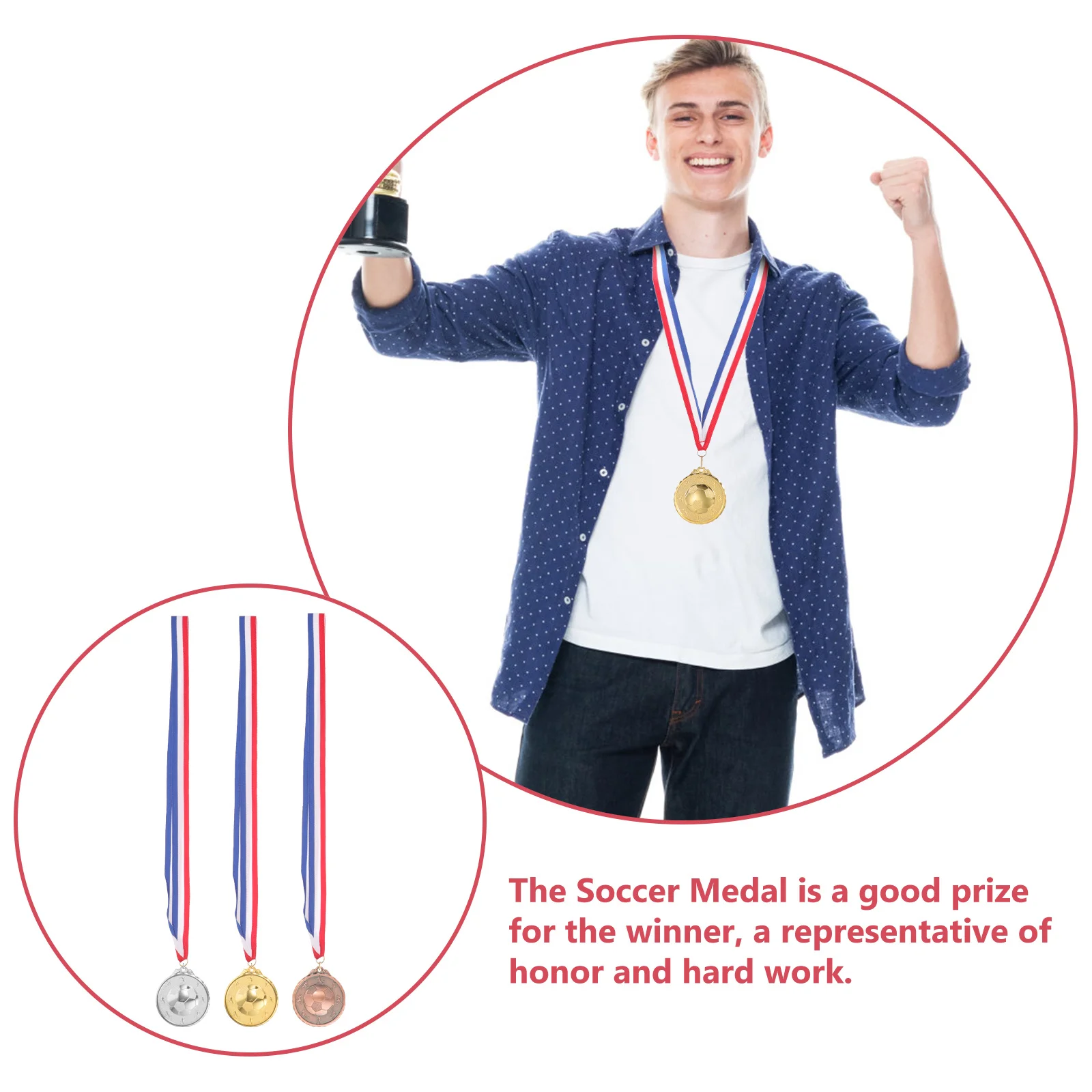 

3 шт. футбольные медали из цинково-алюминиевого сплава для подростков, с гладкими краями, декоративные, для соревнований и награждений