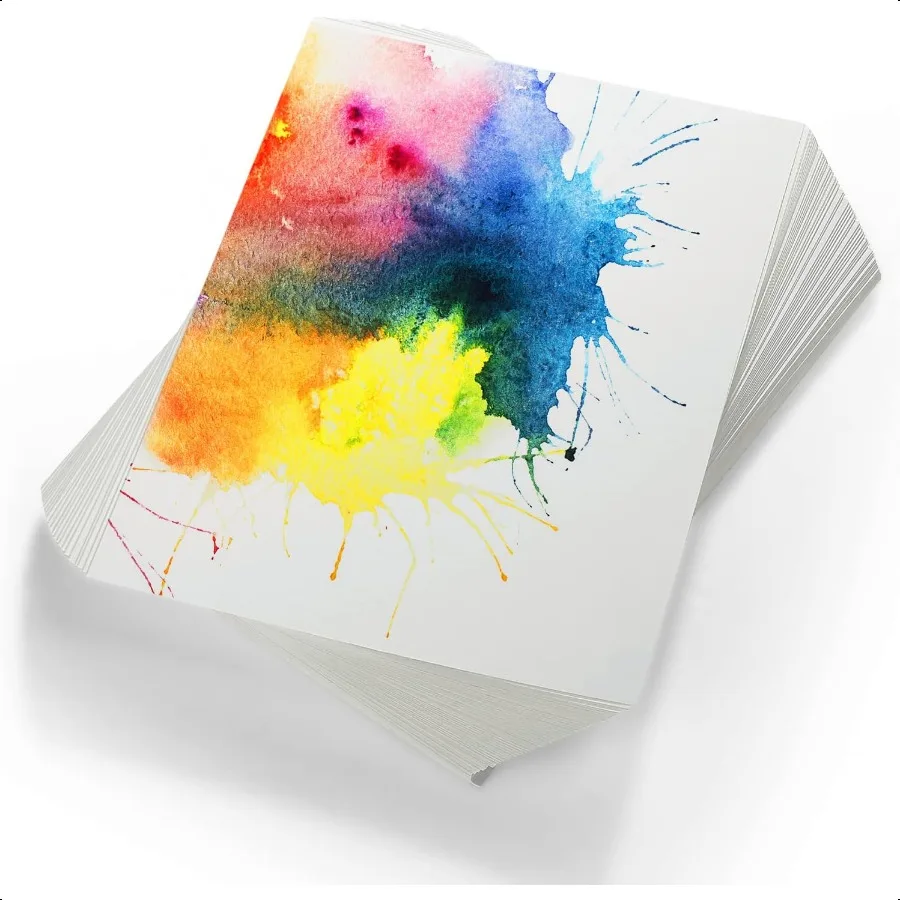 

TaoBary 300 Pcs Watercolor Paper Sheet Bulk White Cold Pr Paper Pack 110 lb 230 GSM Sketch Painting Watercolor Pad for Watercol