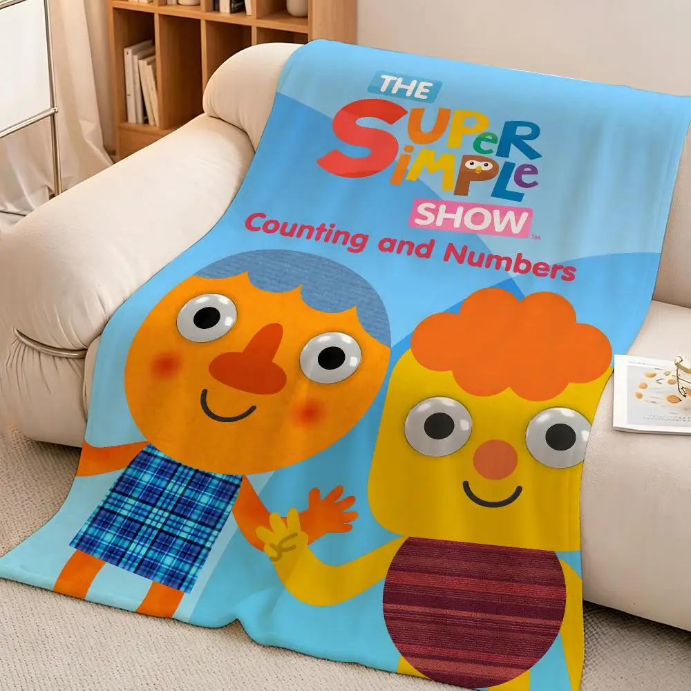 Kids S-Super Simple Songs Learning Cartoon Classic Throw Soft Warm Flannel Blanket Lightweight for Sofa Bed Couch Travel Adults