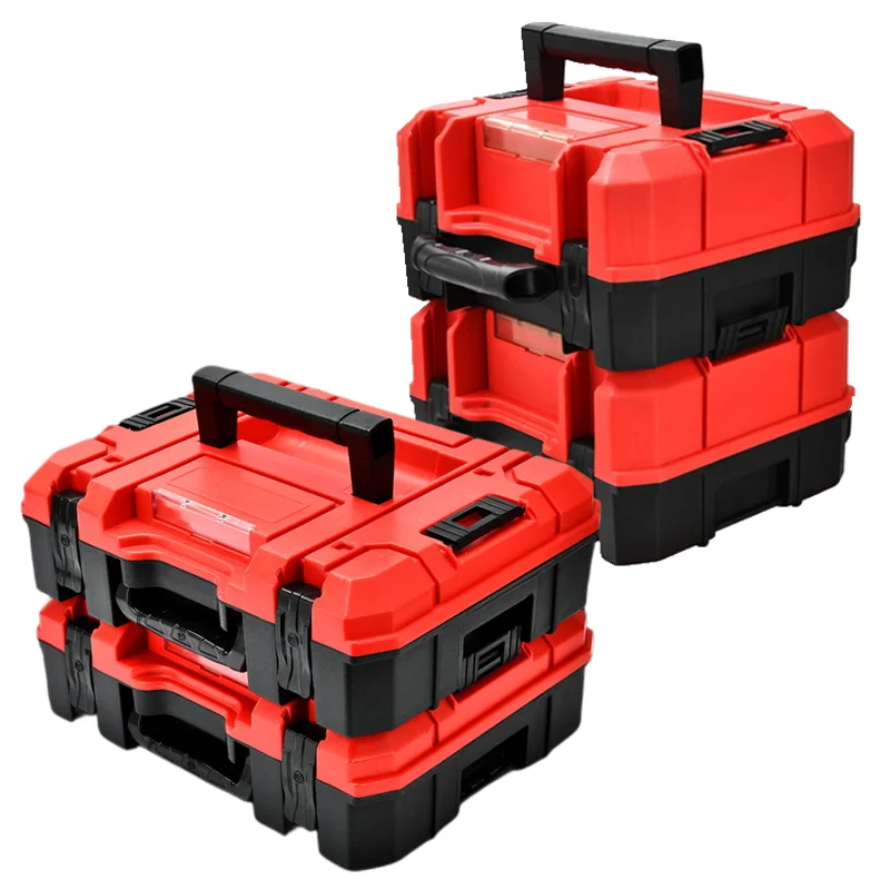 Stackable Tool Box Tool Bucket Suitcase for Tool Large Capacity Empty Tools Storage Toolbox Organizer Box Car Plastic Tool Case