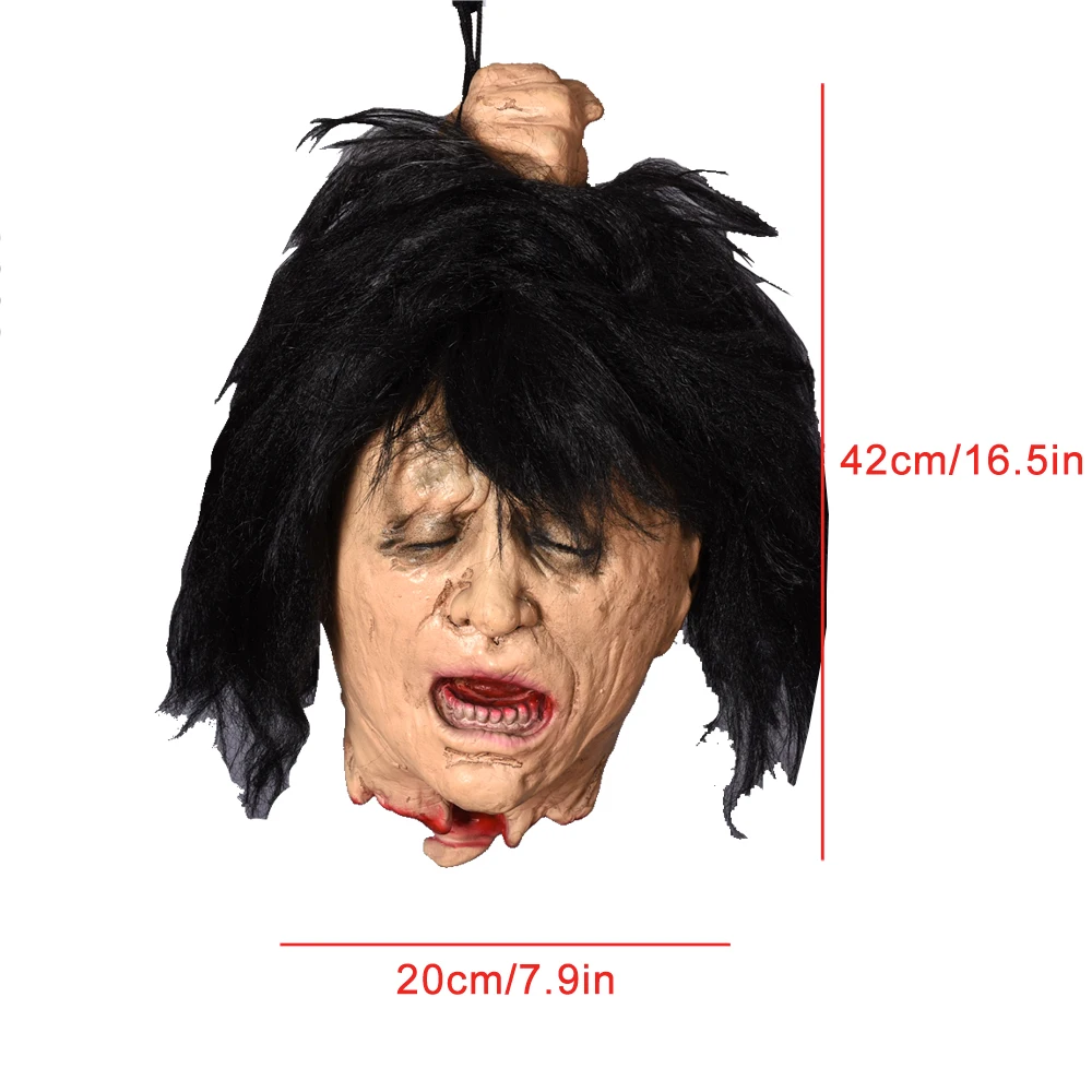 1Pc Spooky Halloween Decoration Latex Head Realistic Black Hair Zombie Head Perfect for Ghost House, Bar, or Haunted House Prop