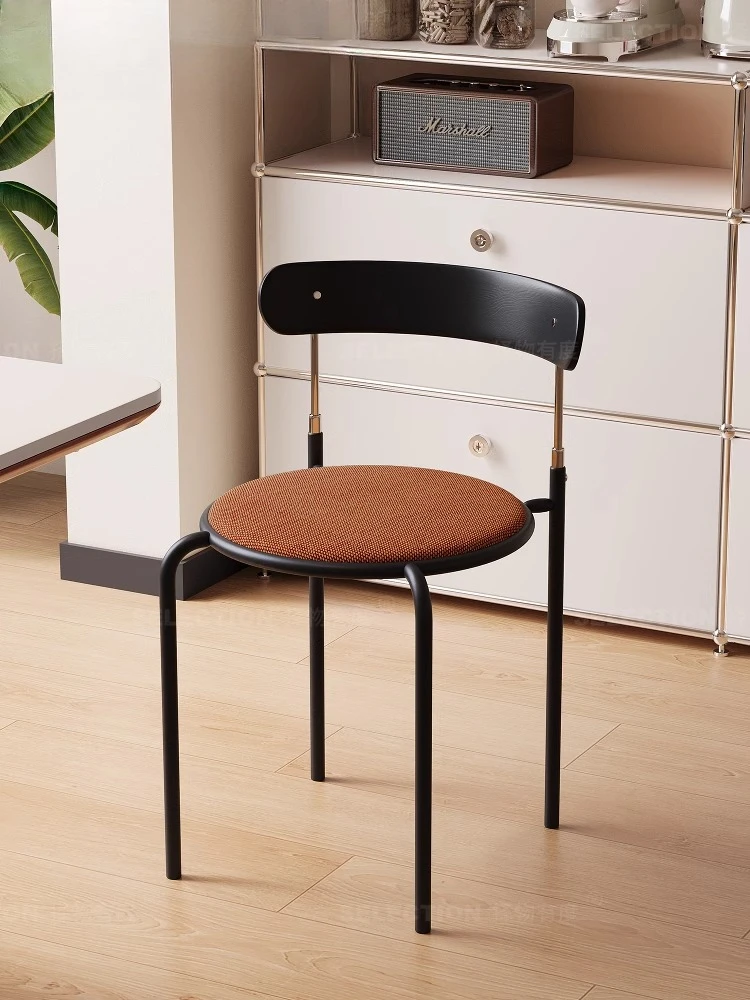 

Medieval dining chair designer home retro style light luxury soft bag desk leisure back chair living room simple dining