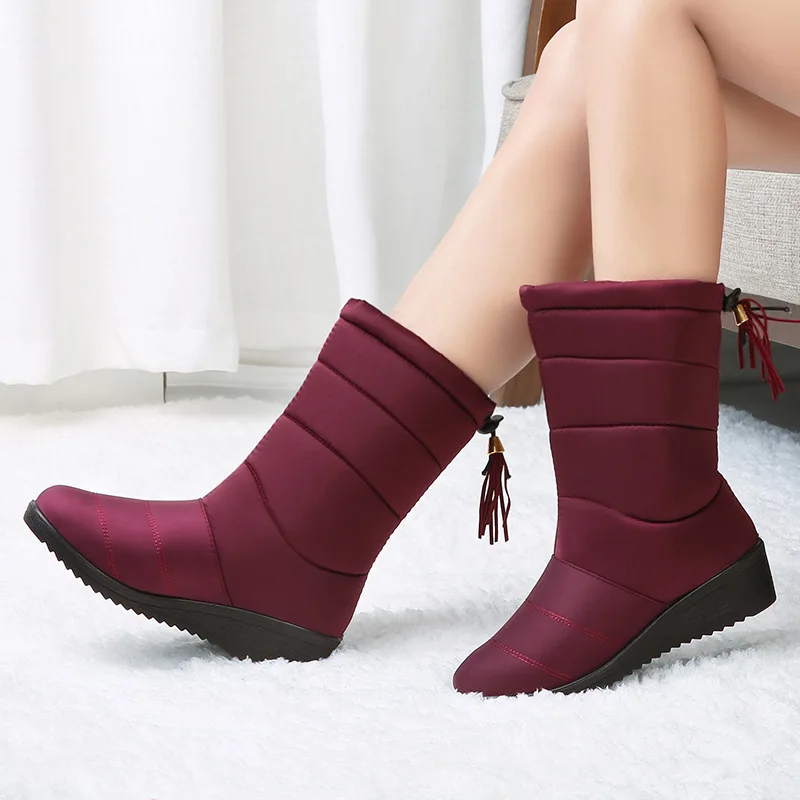 ผู้หญิงฤดูหนาวซิป No-Slip สำหรับรองเท้าผู้หญิงหญิง Snow Botas Mujer Warm Plush รองเท้าผู้หญิง Plus ขนาด44