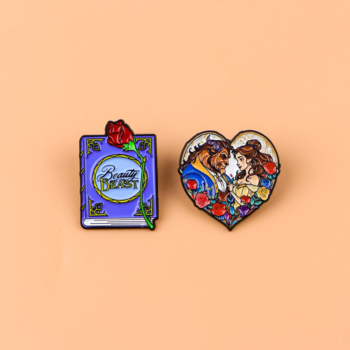 2 peças de Broche de Esmalte com Desenho de Livro e Rosa, Broches Femininos para Casaco, Emblemas de Lapela da Moda, Presente de Joia para Amigos