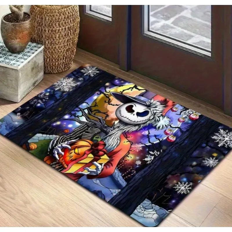 Felpudo de pesadilla antes de Navidad de Disney, Felpudo de Jack Skellington, alfombra de entrada antideslizante con suelo suave de King calabaza para decoración de Halloween