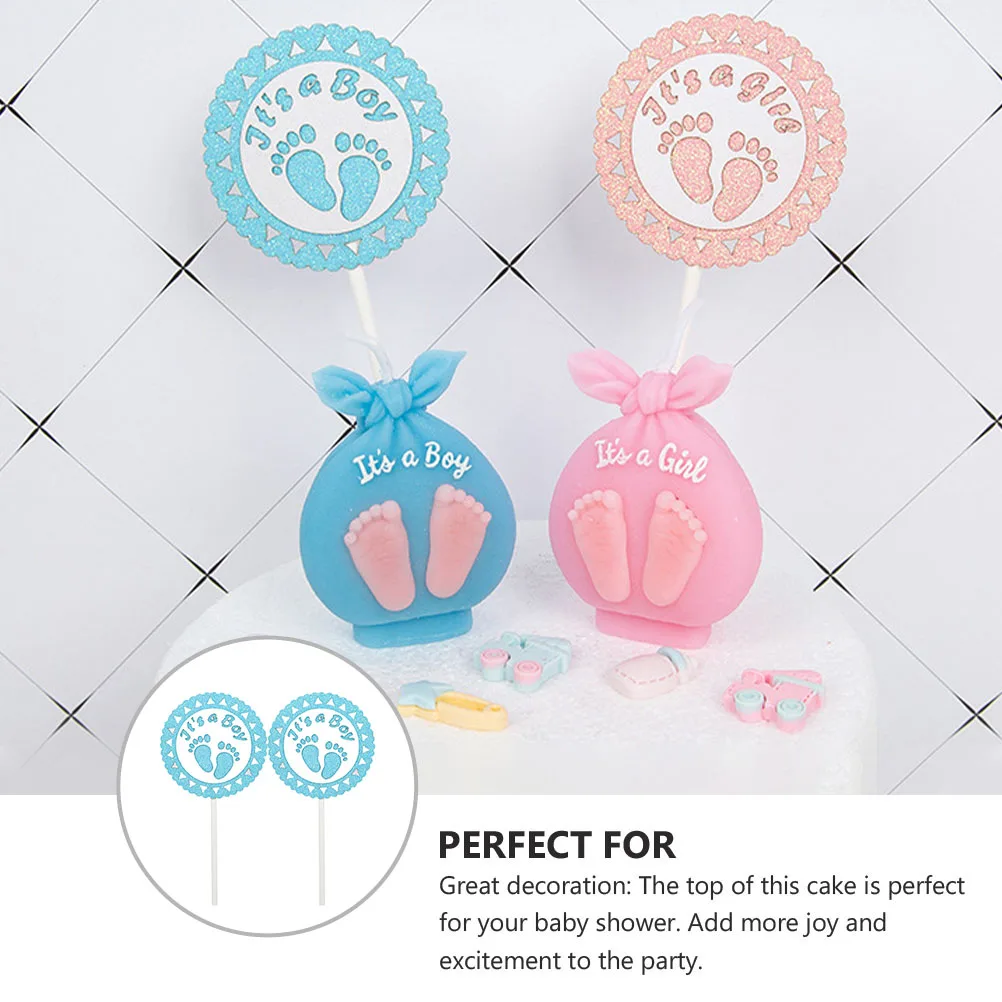 

Baby Footprint Cake Topper Decorative Dessert nament for Children Party Wedding Bright Color Lightweight Footprint nament