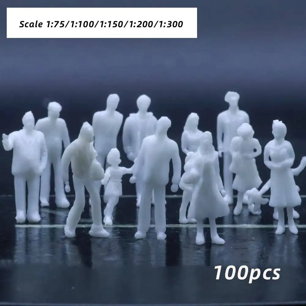100pcs Scale Miniature People Model ABS Unpainted Figures For Diy Modeling Railway Train Layout/Micro Landscape/Diorama Kits