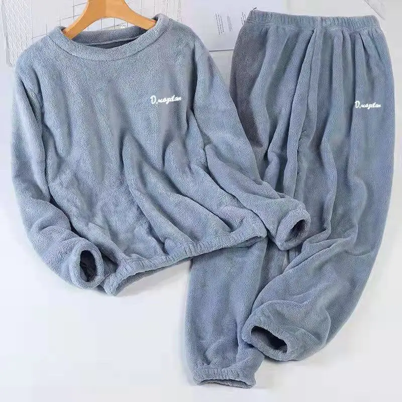 Fato de pijama de veludo solto para homens e mulheres, calça de pelúcia quente, roupa esportiva doméstica, roupa interior para o quarto, roupa