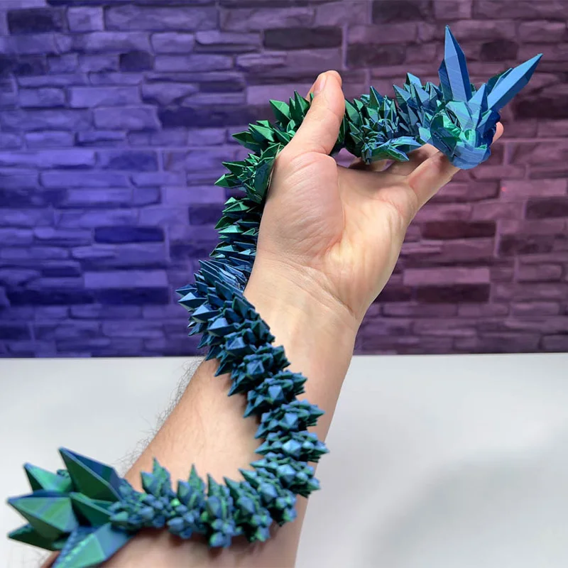 3d Printed Crystal Dragon Antistress Fidget Toy Rotatable Articulated removable Figure Radiant And Dazzling Colors 30/45/60CM