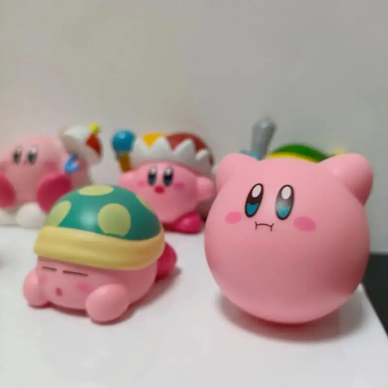 Cartoon Kirby Anime Games Figures Creative Pink Kirby Solid Dolls Ornaments Toys Cute Twisted Eggs Props Mini Cake Plug-in Model