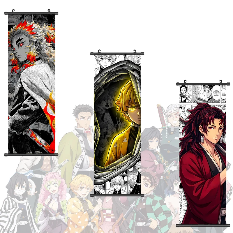 

Amine Scroll Canvas Wall Hanging Painting Home Decor Tanjirou Kyoujurou Poster Wall Room Decoration Decro Wallpaper