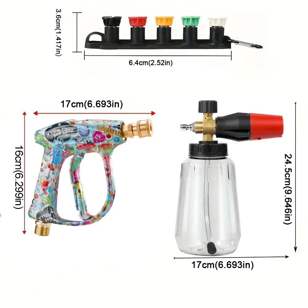 Car Wash Sprayer Gun Kit, Adjustable Foam Cannon Lance, 1/4