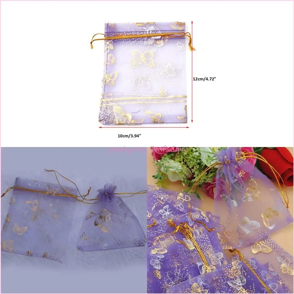 

57QA 25Pcs Organza Gift Bags Jewellery Drawstring Pouches Wedding Party Candy 10X12cm
