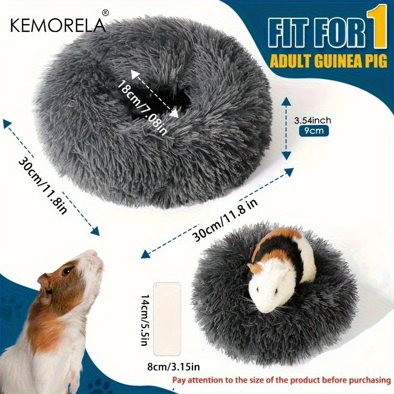1 Stück ultraweiches Plüsch-Haustiernest, gemütliches warmes Hamster-Schlafbett, rutschfeste Unterseite, isolierte Polsterung für Guinea und andere kleine Tiere – Detail 3