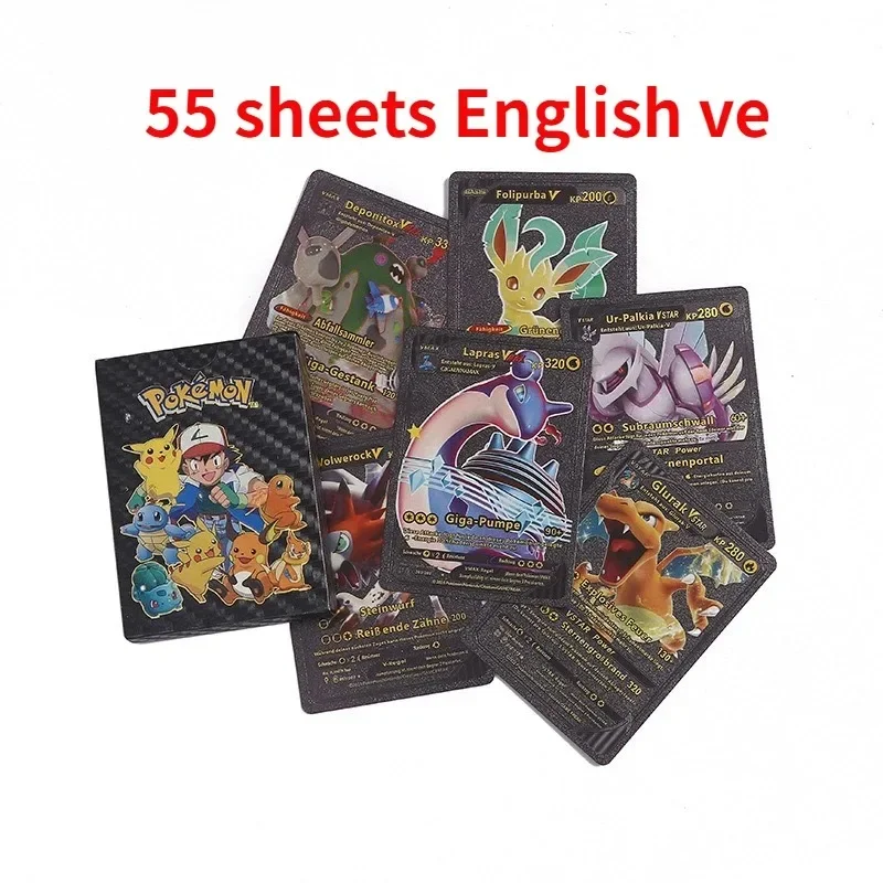 55PCS Pokemon Battle Collection Colorful Gold Foil Card Charizard Pikachu Arceus Silver Rainbow English German VSTAR VMAX Card