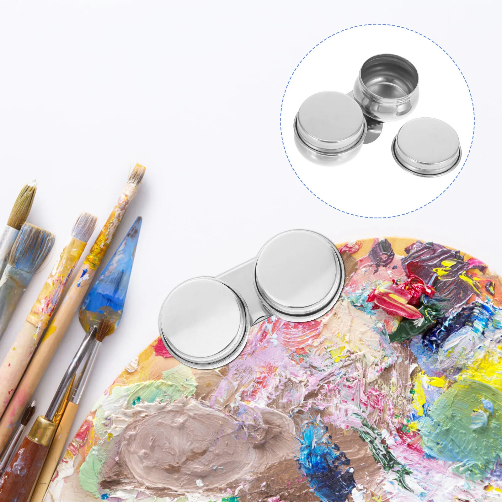 

Dual Painting Brushes Washing Pot Clip Cup Stainless Steel Large Capacity Reusable Ideal Art Class Outdoor Sketch Camping