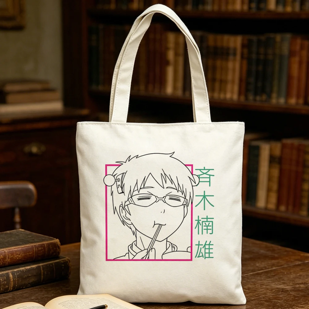 Saiki k tote bag einkaufstasche foldable reusable bolsas de tela canvas  femme