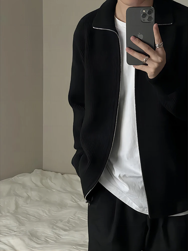 

Мужской зимний кардиган Bla Korean Sle с двойной молнией, вязаный, свободного кроя, в американском повседневном стиле Cleanfit Jaet