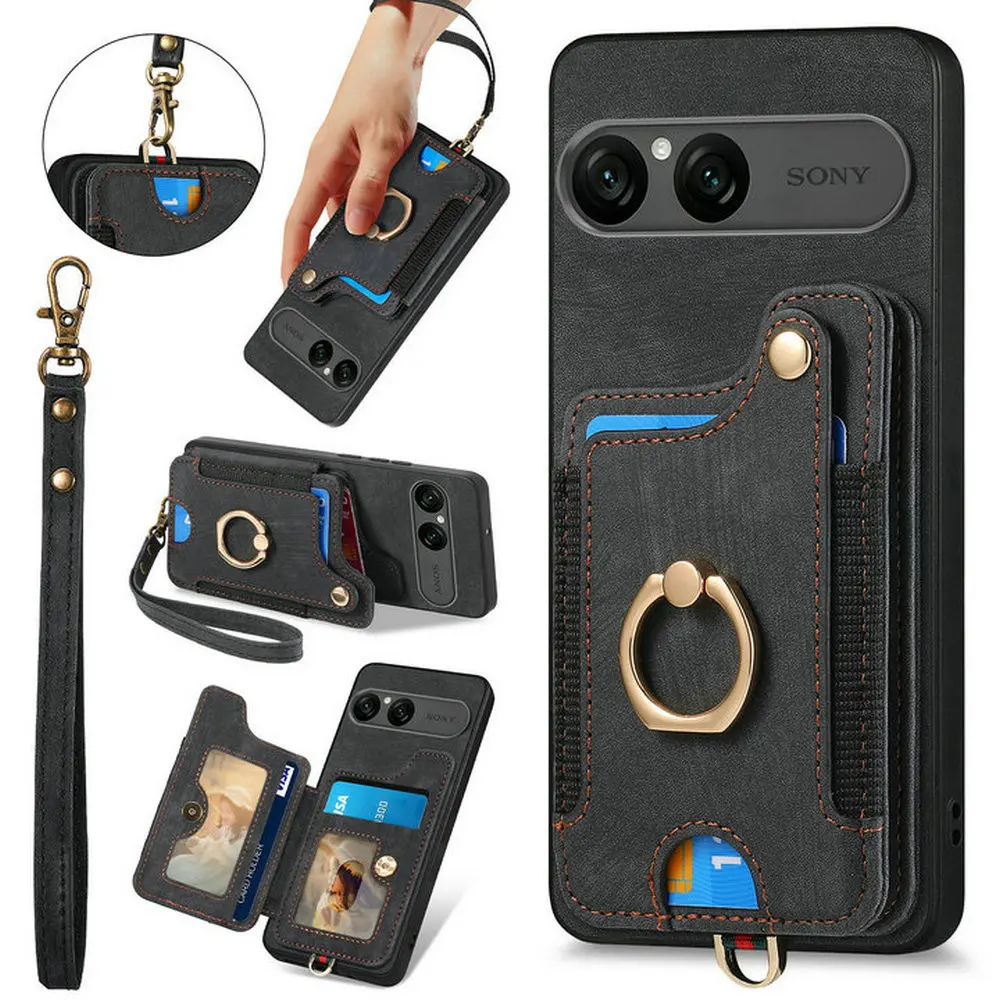 Para Sony Xperia 10 VII Cartera de cuero con bloqueo RFID para Sony Xperia 1 VII Funda con soporte de anillo trasero magnético Xperia 10VII 1 VII Funda