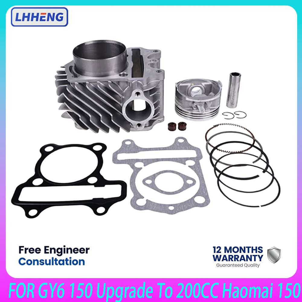 61mm Big Bore Cylinder Piston Ring Top End Rebuild Kit For GY6 150 Upgrade To 200CC Haomai 150 Air Cooled 4 Stroke Scooter ATV