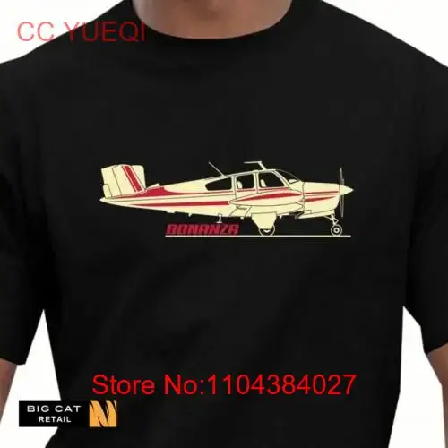 تي شيرت Aeroclassic Beechcraft Bonanza Aircraft بأكمام طويلة أو قصيرة