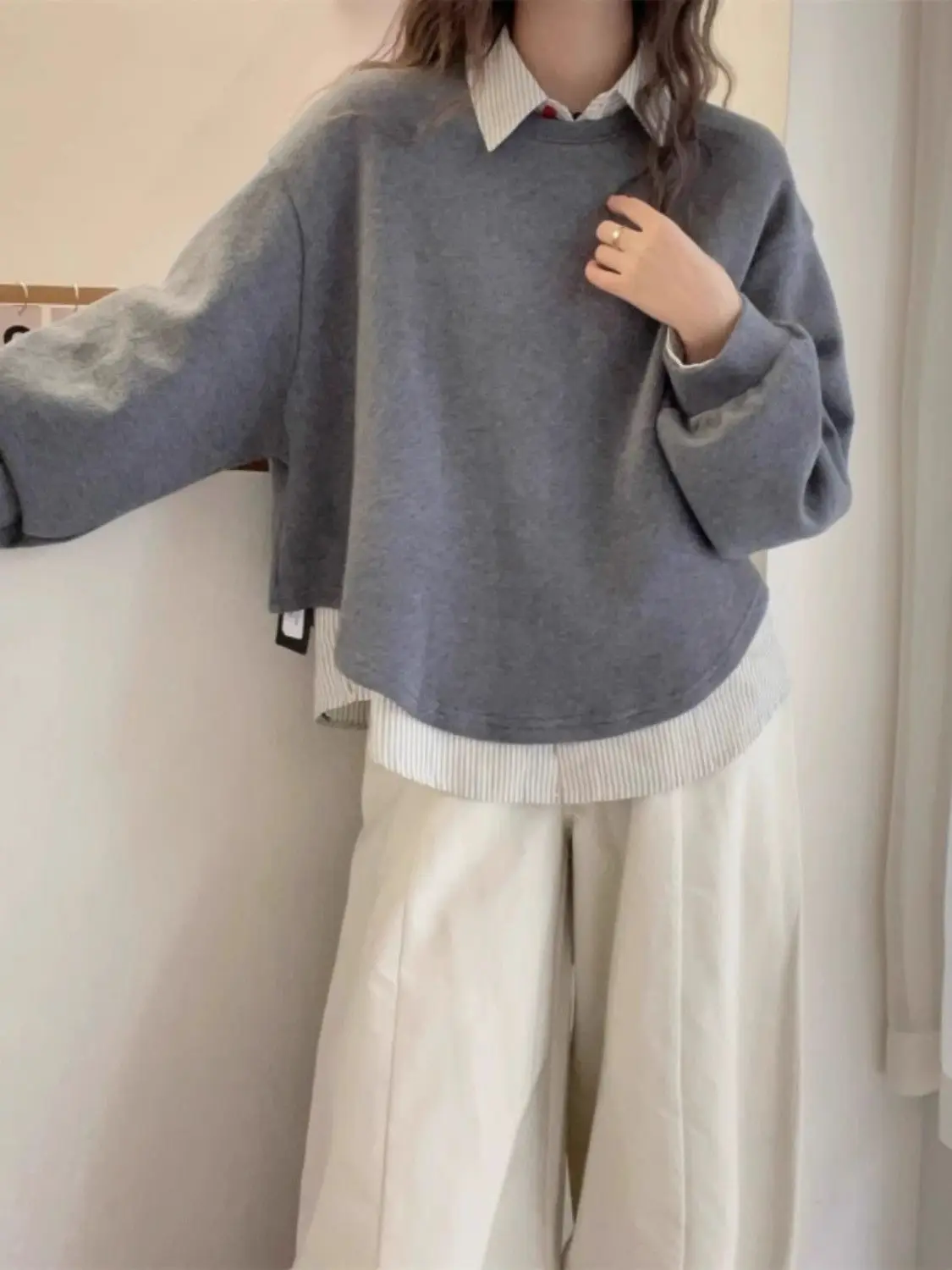 Sweatshirts Youth Women Tops Oversize Button 2025 Design Spring Style Loose Fit Fashionable Comfortable Winter Zipper Trend