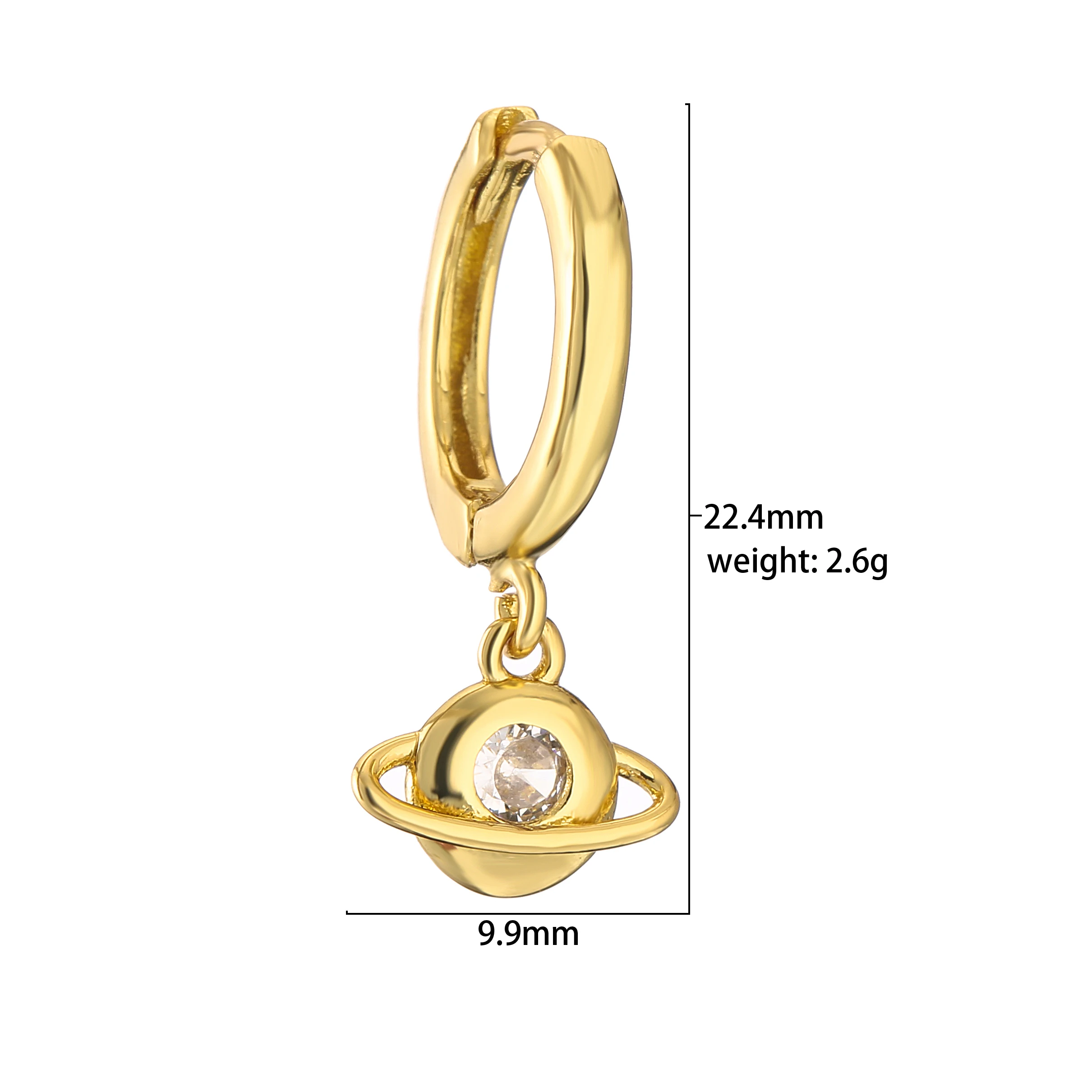 HECHENG,Cubic Zirconia Moon Star Heart Pendant Hoop Earrings For Women Starfish shell Cooper Huggie Earring