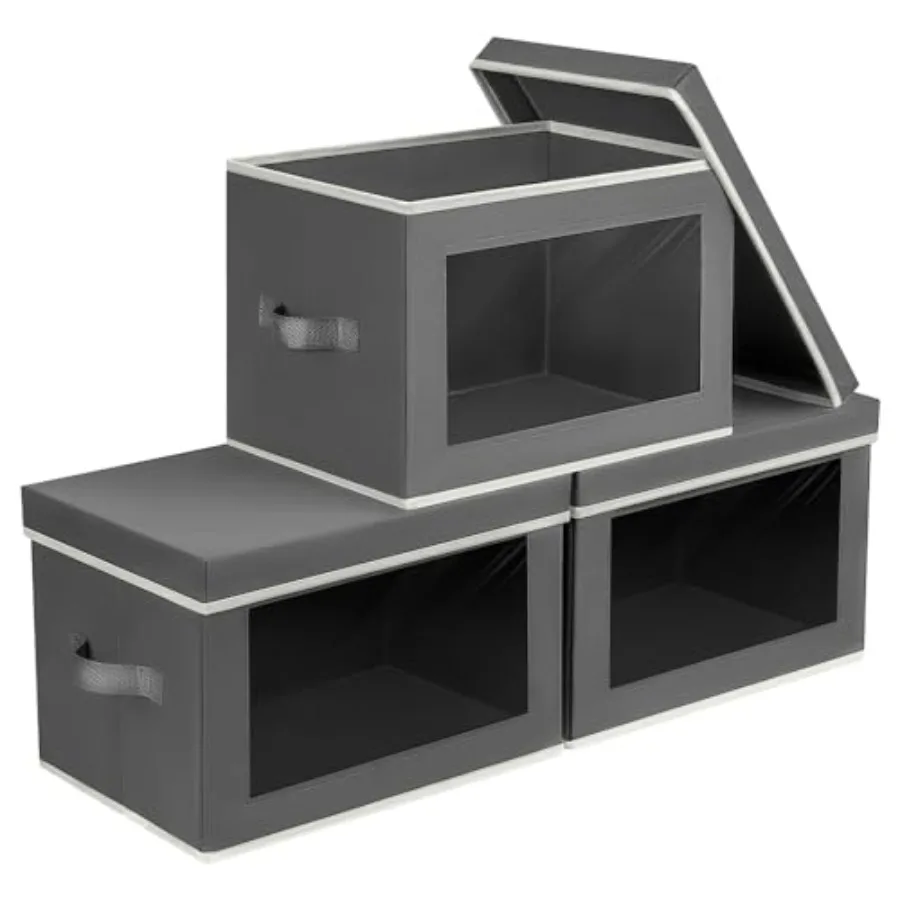 

Коробки для хранения Homsorout с крышками - тканевые складные контейнеры для хранения с окошком, декоративные органайзеры для шкафа