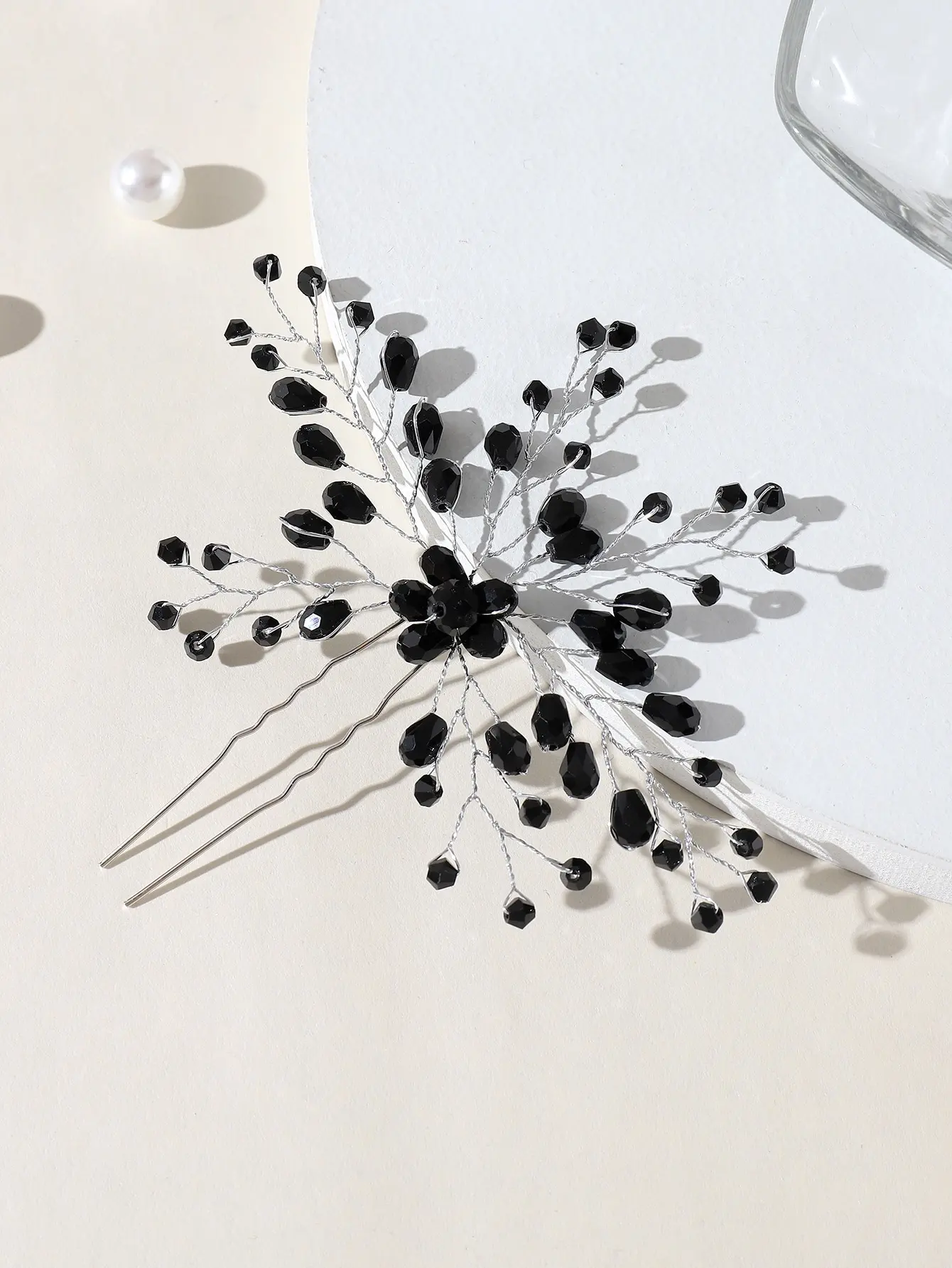 Luxury Bridal Hairpin Crystal Wedding Hair Fork Black and White Rhinestones Hair Headpiece Golden Aolly Jewelry Hair Accessories