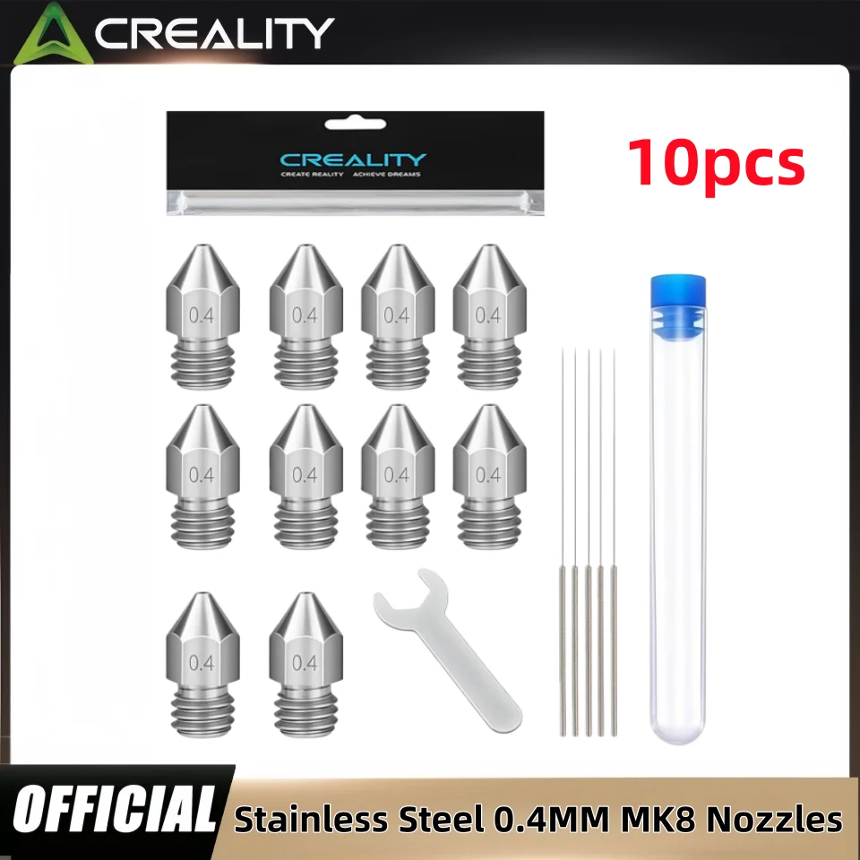 

Creality Stainless Steel MK8 Nozzle for 3D Printers，Upgraded All Metal Nozzle for Ender 3 Ender-3 pro S1 CR-10 Series