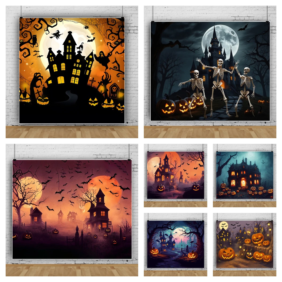 Decoração de Halloween Jack-on-Lantern Adereços, Foto Backdrop, Fundo para Fotografia, Suprimentos de Palco, Banner Photoshoot Party