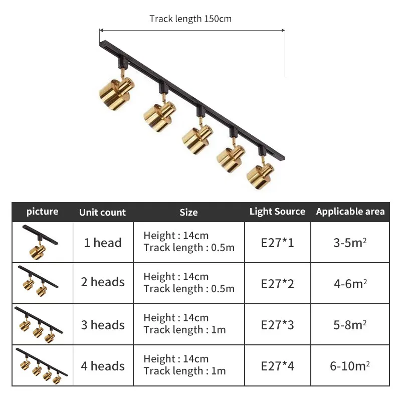 Faretto a binario a LED dorato GU10 faretto a soffitto lampada a binario industriale Bar mostra negozio di abbigliamento luce