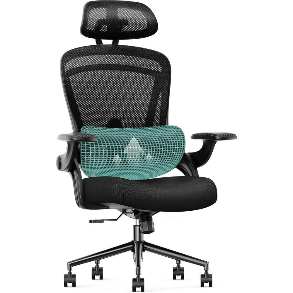 

Ergonomic Mesh Office Chair, High Back with 2D Headrest, Up&Down Lumbar Support, Swivel Computer Task Desk Chairs with Adjustab