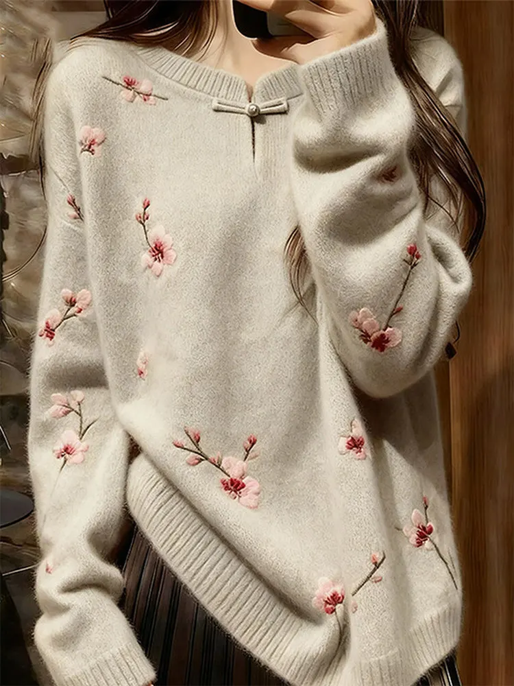 

Stunning Korean Sle Knitted Winter Top ort Women's Faionable Traditional Chinese National Trend Luxury Sensation Fem...