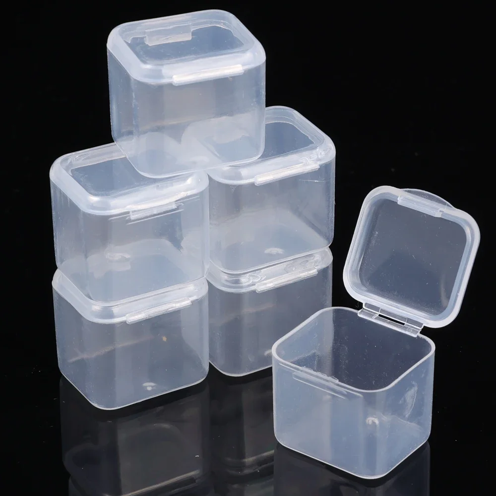 20/1Pcs Mini Plastic Box Transparent Square Storage Container Case Dustproof Packaging Display Box For Earring Jewelry Organizer