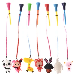 5Pcs Golf Rubber Tees With Handmade Rope Prevent loss Different Cartoon Pattern Golf Ball Holder And Braided Rope Golf Gift