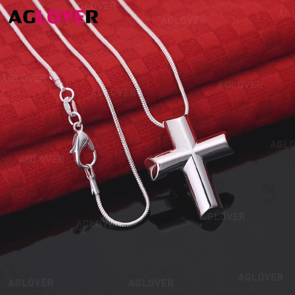 

AGLOVER 925 Sterling Silver Cross Pendant Necklace Women's All-match Commuter Accessory Party Jewelry