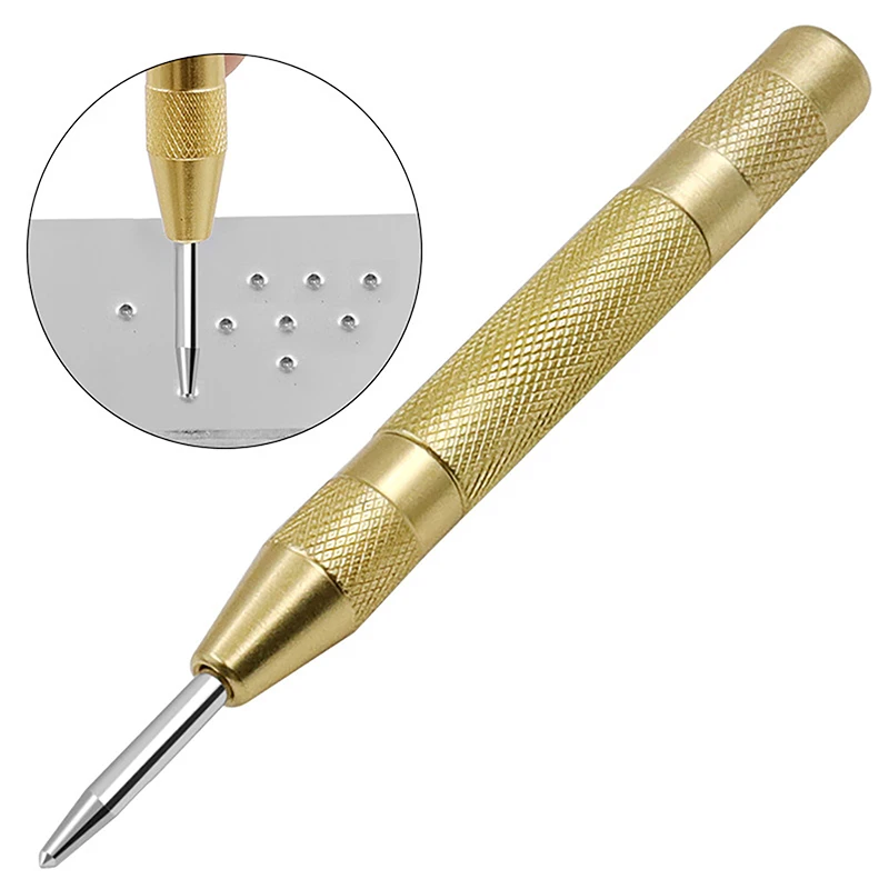 Automatic Center Punch Woodworker Metal Firing Pin Puncher Steel Drilling Holes Window Breaker Spring Loaded Dent Mark Hand Tool