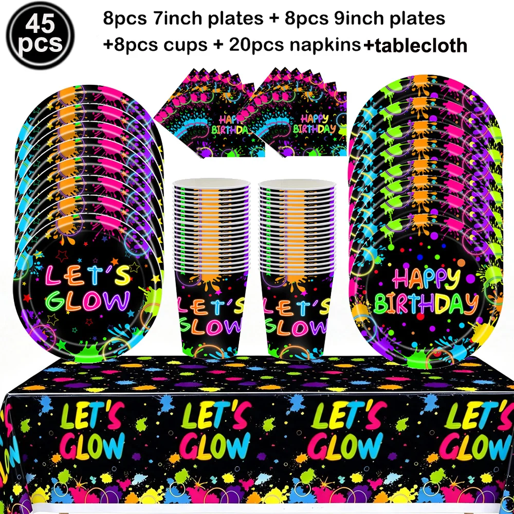 네온 글로우 파티 용품, 일회용 플레이트 컵 냅킨, 생 - Let'S Party Event Supply 리뷰 및 가격