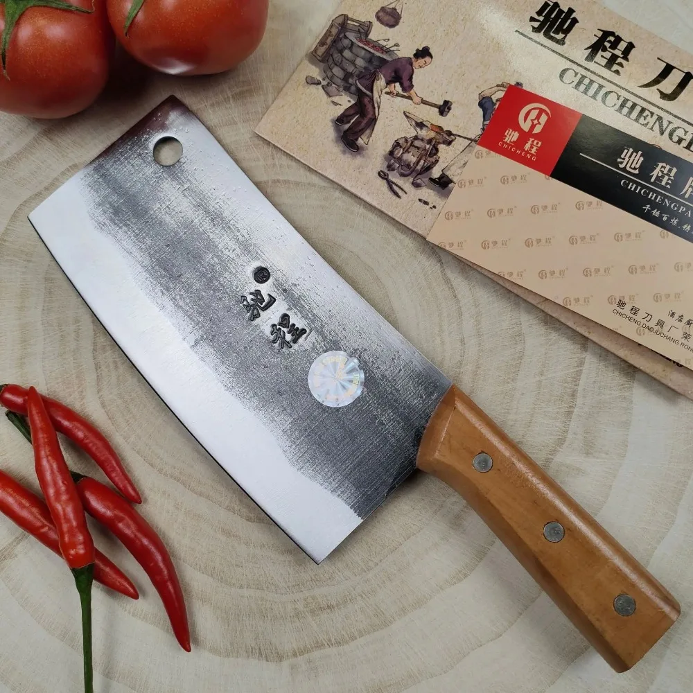 SHUOJI Master Handmade Kitchen Knife Forged High Carbon Steel Knife Chinese Kitchen Cleaver Old Fashioned Knife Chef Tools