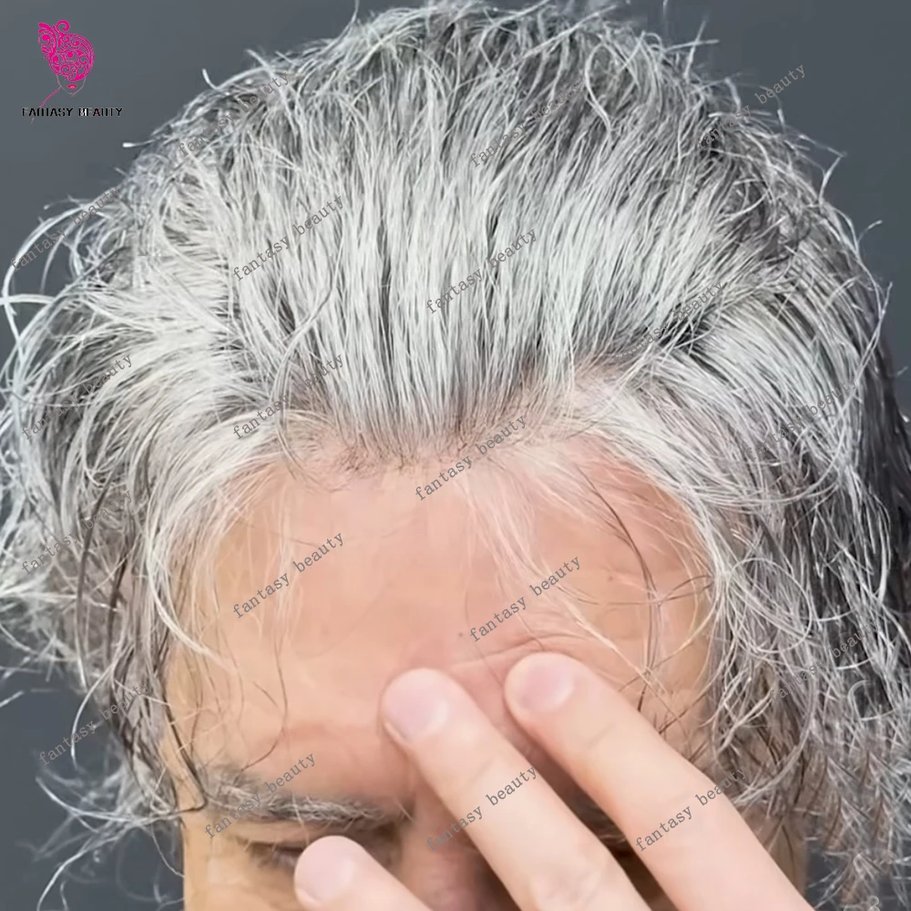 

Super Natural Hairline Men Toupee Prosthesis 1B20 1B30 1B80 1B50 Gray Blonde Brown #6 Durable Microskin Thin HD HumanHair Pieces