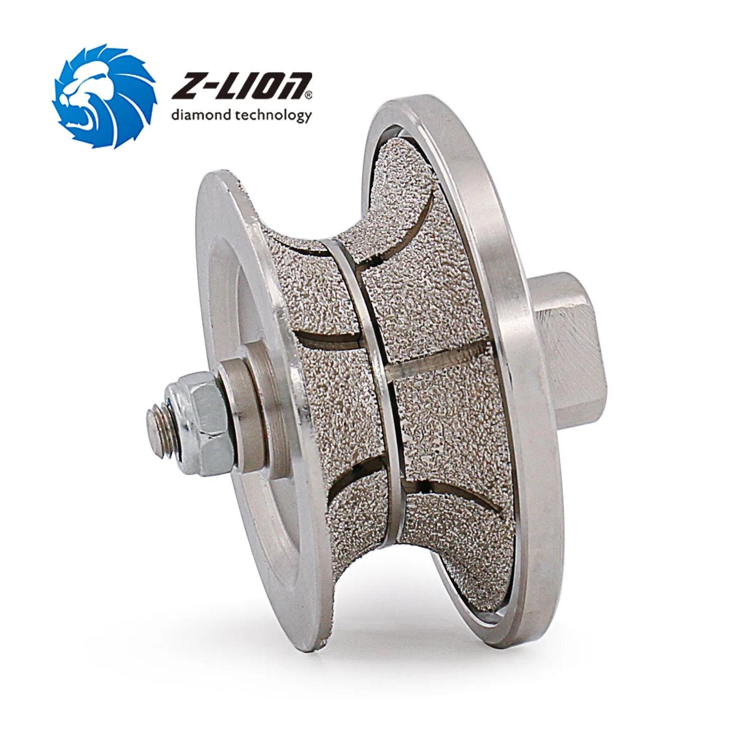 Z-LION Diamond Full Bullnose Grinding Profiler Wheel V Type For Granite Marble Stone Vacuum Brazed Diamond Profile Router Bit