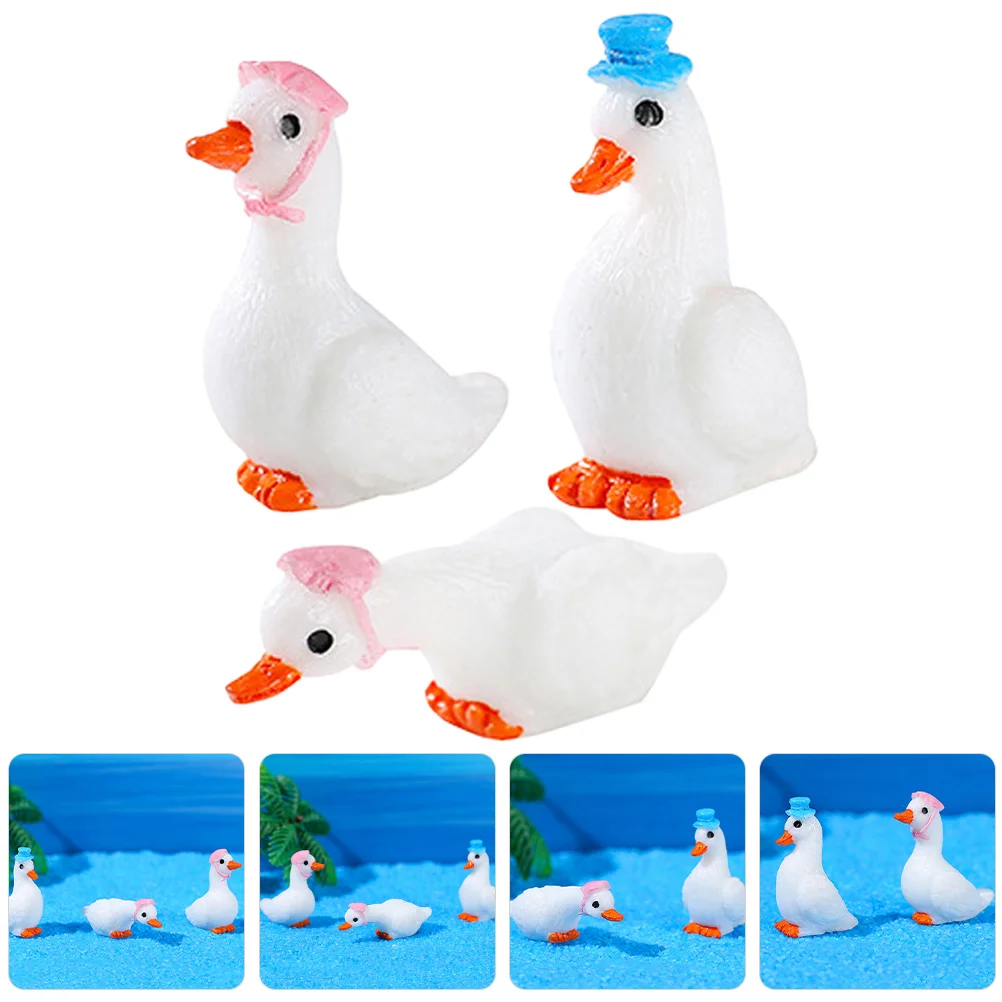 

3Pcs Mini Resin Swan Decors Micro Landscaping Adornment Exquisite Realistic Design Fish Tank Aquarium Decoration
