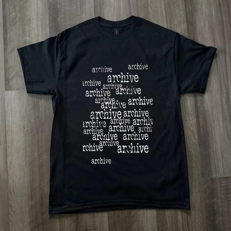 Archive Graphic Tee, Archive Text Tee, Minimalist Typographic White T-Shirt, Minimalist Streetwear Shirt, Y2K Grunge T-Shirt